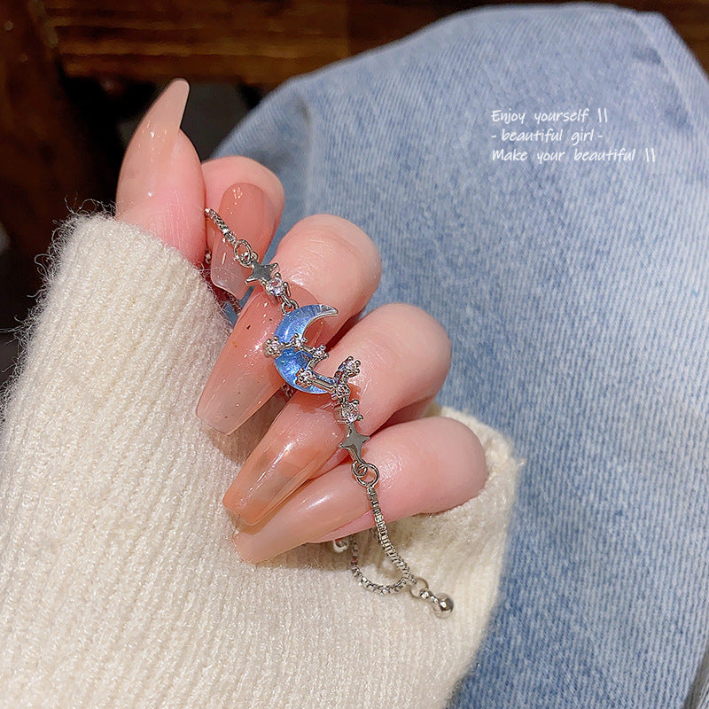 Blue star and moon bracelet
